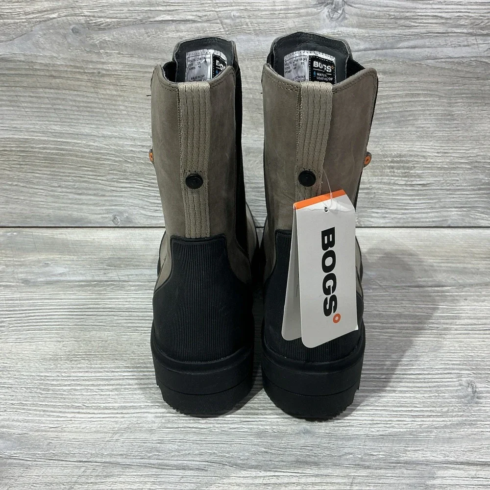 NWT'S Bogs Holly Tall Leather Boots Gray 72838-260 Pull On Waterproof Size 10